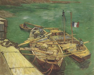 Vincent Van Gogh Quay with Men Unloading Sand Barges (nn04)